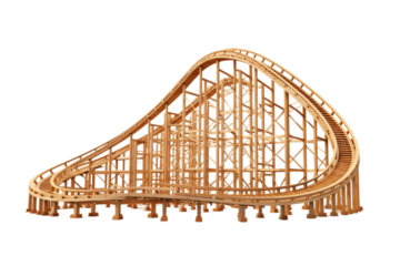 The Whimsical Journey of the Wooden Coaster on a White or Clear Surface PNG Transparent Background.