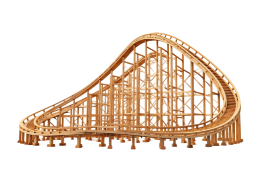The Whimsical Journey of the Wooden Coaster on a White or Clear Surface PNG Transparent Background.
