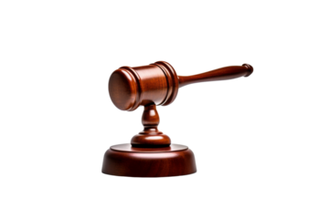 The Gavel of Justice on a White or Clear Surface PNG Transparent Background.