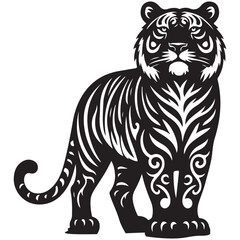 Fototapeta premium Tiger Silhouette Vector Illustration White Background
