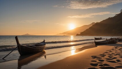 serene japanese beach sunrise soft light calm waves peaceful natural beauty