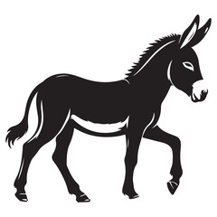 Obraz premium Donkey Silhouette Vector Illustration White Background 