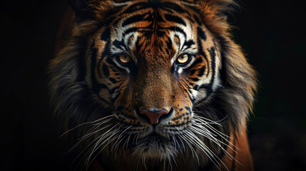 Fototapeta premium Majestic Close-up of a Tiger's Face with Intense Eyes