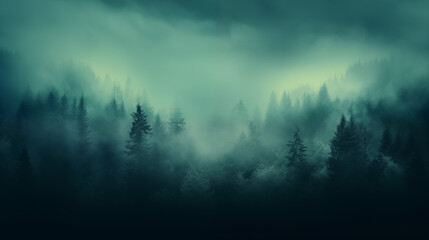 Fototapeta premium Foggy Forest in Twilight
