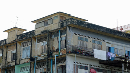 house at the river shore of chao praya river in bangkok, thailand