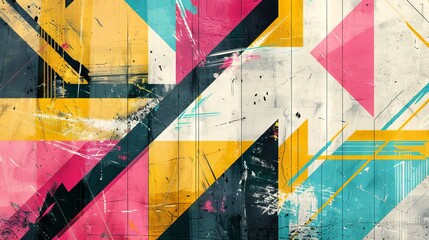 Fototapeta premium Abstract Geometric Graffiti, Edgy Shapes and Vibrant Background