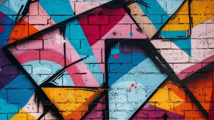 Naklejka premium Abstract Geometric Graffiti, Edgy Shapes and Vibrant Background