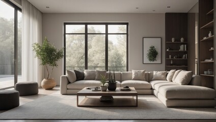 modern minimalist living roomclean lines and neutral colors