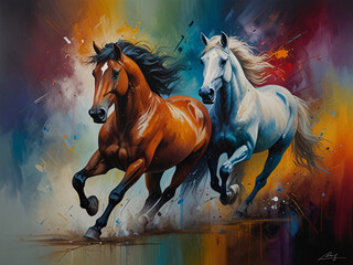 Obraz na płótnie Canvas Gallop of Grace: A Horse-inspired Art Piece. Generative AI.