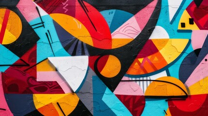 Fototapeta premium Abstract Geometric Graffiti, Edgy Shapes and Vibrant Background