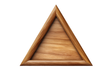 Enigmatic Wooden Triangle Unveiled on a White or Clear Surface PNG Transparent Background.