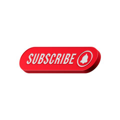 Subscribe icon 3d red color