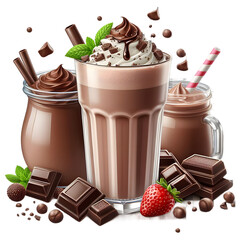 Chocolate milk shake isolated on transparent background Sublimation Clipart