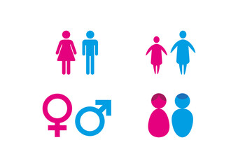 Father-mother, girl-boy, male-female ion set in vector.