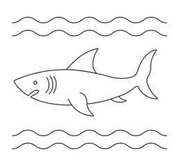 Shark in sea wave icon