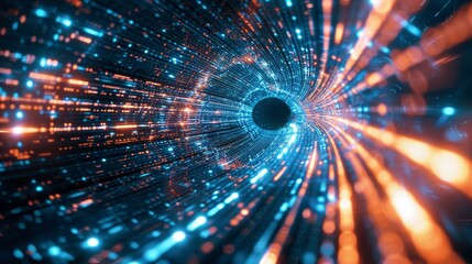 Fototapeta premium Hypersonic Highway, A Glowing Vortex of Data Represents Unparalleled Speed Abstract background