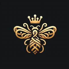 AI Generate of Premium Luxury Vector of Bee Hive, Queen Bee, Golden Bee, Hive, Honeycomb, in Black Background