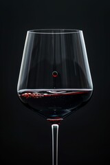 Elegant Red Wine Glass with Drop on Black Background. Generative ai