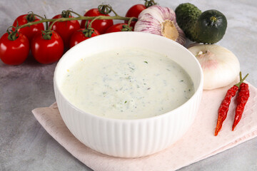 Traditional delicious appetizer; greek tzatziki (Turkish name; cacik)