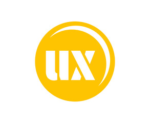 UX sport emblem or team logotype. Ball logo with a combination of Initial letter U and X for balls shop, sports company, training, club badge.