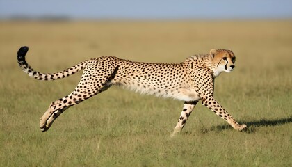 A Cheetah With Its Sleek Body Gliding Over The Gra