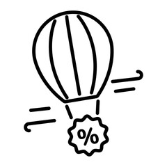 An editable line icon of air advertising 