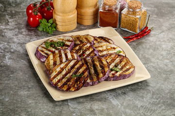 Grilled eggplant slices with cilantro