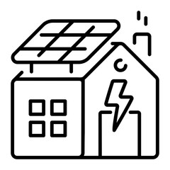 Well-crafted line icon showing solar house 