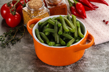 Vegan cuisine - boiled green bean