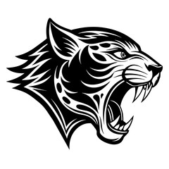 Animal logo vector art illustration with roaring Leopard icon