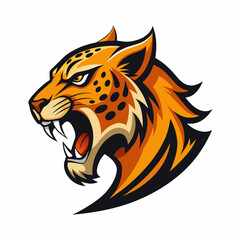 Animal logo vector art illustration with roaring Leopard icon