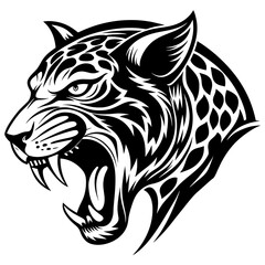 Animal logo vector art illustration with roaring Leopard icon
