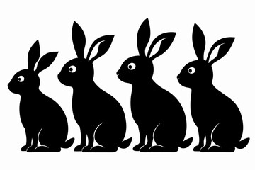 A Set of  Rabbit Silhouette Vector on a white background