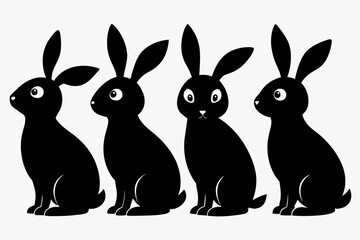 A Set of  Rabbit Silhouette Vector on a white background