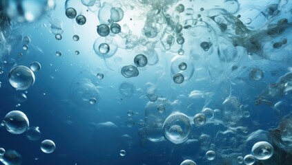 surface of the ocean underwater with waves, silver and blue, youthful energy