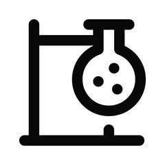 Flask on fire flame, concept icon of laboratory experiment