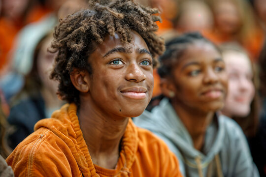 Teenagers Attending a Play in Theater - Powered by Adobe