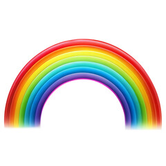 Brightly colored rainbow arching against a pure white backdrop, showcasing a seamless gradient from red to violet