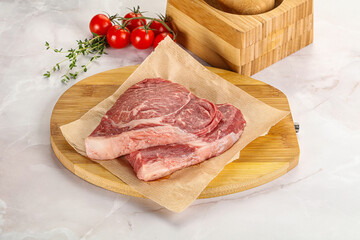 Uncooked raw beef steak for grill