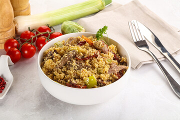 Bulgur with lamb and vegetables