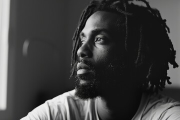 Rasta man in a white shirt with serene expression – tradition – lifestyle – apparel