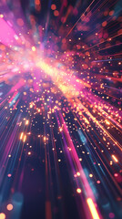 Obraz premium Abstract background with colorful rays and bokeh lights