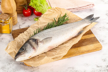 Raw seabass fish for cooking