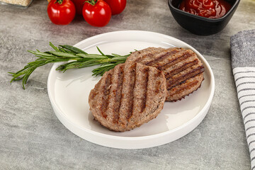 Grilled two beef burger cutlet