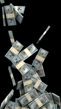Falling dollars transition &ndash; 3d render with alpha channel.
