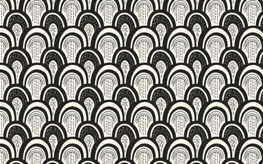 Black and white geometric arch pattern