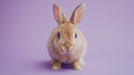 Obraz premium Small Rabbit Sitting on Purple Surface