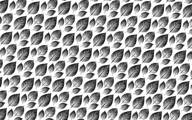 Black and White Leaf Pattern with Abstract Design