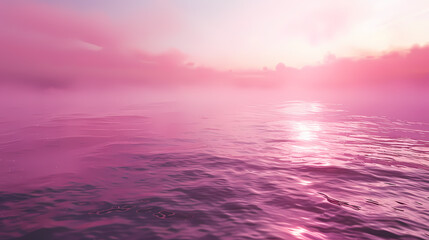 Fototapeta premium Pink fog sea, pink sky