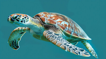 Green Turtle Swimming in the Ocean